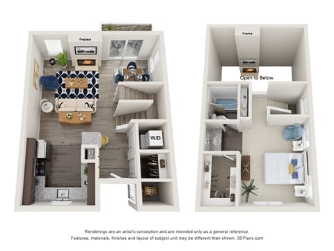 Floor plan for 1 bed, 1 bath, 775 sqft
